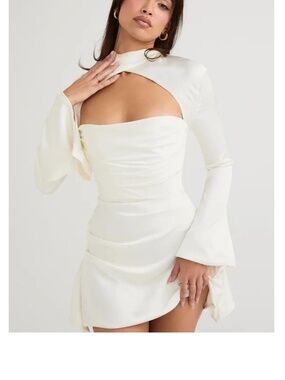 House of CB Toira Long Sleeve Satin Corset Minidress